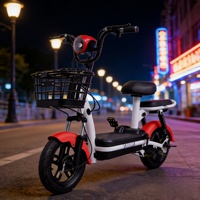 Vente flash Nouveauté Vélo électrique urbain pour femmes 14 pouces Moteur sans balais 3 vitesses Affichage numérique Batterie au plomb-acide Autonomie de 50 km Panier