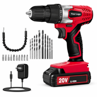Perceuse sans fil 20V 60Nm sans balais, mandrin auto-serrant 3/8 po, vitesse variable 1600 tr/min, alimentée par batterie pour usage domestique, électrique et automobile