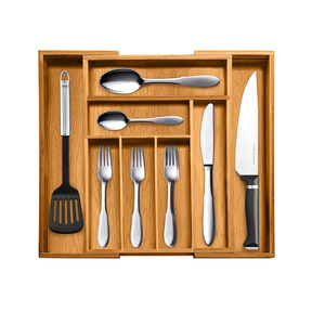 Organisateur de <span class=keywords><strong>tiroir</strong></span> moderne en bambou naturel pour couverts, ustensiles de cuisine et couteaux, avec plateau poli - Product Image 3