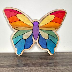 Home Table Decoration Craft Nature Building Blocks <b>Wood</b> Toy Wooden Rainbow Butterfly <b>Puzzle</b> - Product Image 3