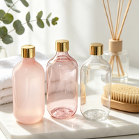 Bouteille diffuseur d'arômes en plastique PET transparent rose de 500 ml, rechargeable, avec bouchon à vis et design sérigraphié pour hydrolat