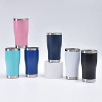 Gobelet isotherme portable en acier inoxydable 304 de 20 oz, forme cintrée, pour voiture/extérieur, bouteille d'eau, tasse à bière