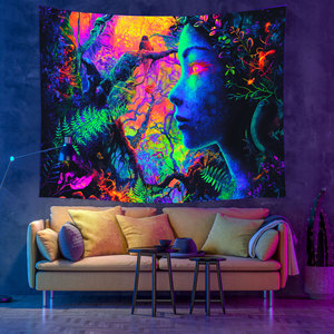 Affiches Blacklight personnalisées <span class=keywords><strong>espace</strong></span> montagne UV réactif soleil Nature forêt tapisseries tenture <span class=keywords><strong>murale</strong></span> pour salon dortoir - Product Image 6
