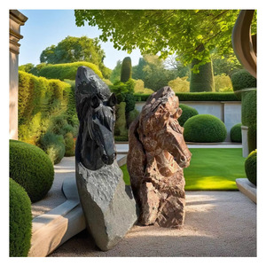 Decoración de Paisaje Exterior, <span class=keywords><strong>Estatua</strong></span> de <span class=keywords><strong>Cabeza</strong></span> de Caballo de Mármol Negro de Estilo Oriental Tradicional, <span class=keywords><strong>Estatua</strong></span> de Animal <span class=keywords><strong>Grande</strong></span> para Entrada de Jardín - Product Image 1
