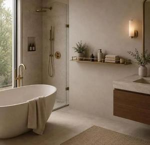 Étagère murale flottante moderne en laiton massif, organisateur de rangement en métal doré fait main pour salle de bain, cuisine et décoration intérieure - Product Image 1