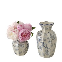 Gaya baru biru putih antik Peony keramik vas meja ornamen gaya Tiongkok penggunaan rumah ruang tamu karangan bunga teras