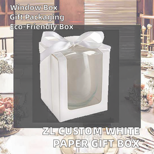 Verres à vin sans pied en papier artistique personnalisés, boîte cadeau pour mariage avec fenêtre et ruban, matériaux recyclés - Product Image 2