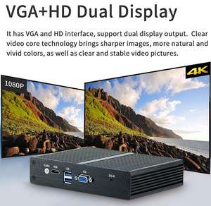 Sharerdp Mini PC Barebone Sin Ventilador de Cuatro Núcleos con Intel Celeron J4125 J1900, M.2 NVME, 4 Puertos LAN, Puerto Serial y Paralelo - Product Image 4