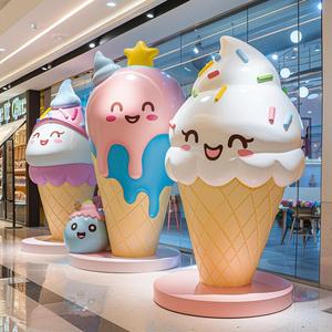 Estatua Gigante de Helado de Fibra de Vidrio, Modelo de Resina para Decoración de Tiendas de Postres, Escultura Artística Temática para Exhibición de Regalos - Product Image 5