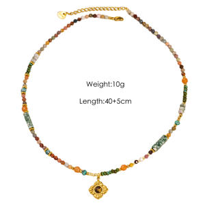 Colliers en pierres naturelles tendance 2026 avec pendentif en acier inoxydable plaqué or - Product Image 4