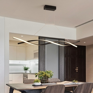 Suspension LED moderne en acier inoxydable noir avec télécommande, hauteur réglable, abat-jour cylindrique pour salon QSD045 5000K - Product Image 1