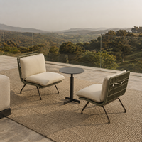 Ensemble de chaises de jardin portables personnalisées en corde pour l'extérieur, avec cadre en aluminium résistant aux intempéries, design minimaliste pour hôtel, villa, patio