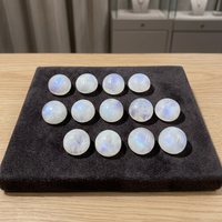 Pierres précieuses rondes en pierre de lune naturelle, taille brillant, avec iridescence, pour la création de bijoux