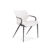 Chaise de salle à manger moderne en cuir marron foncé avec pieds en métal de haute qualité, chaise de salle à manger Vintage