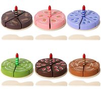 Nouveau Jouet de Simulation de Gâteau d'Anniversaire pour Enfants, Jeu de Puzzle Éducatif en Bois, Jouet de Jeu de Rôle de Découpe de Desserts pour Enfants