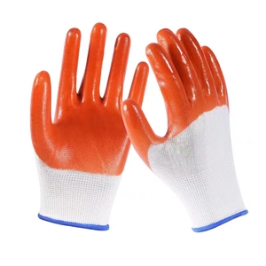 Shuoya barato 10G PVC recubierto rojo naranja verde plano colgante hilo seguridad trabajo guantes - Product Image 5