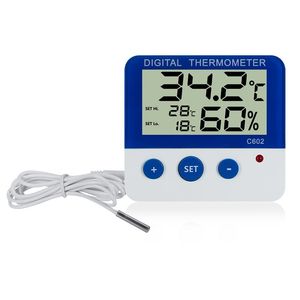 Thermomètre hygromètre numérique électronique avec sonde C602, alarme haute/basse température pour incubateur et serre - Product Image 1