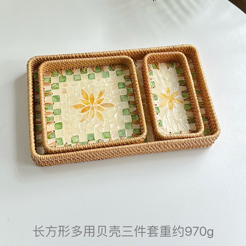 Ensemble de 3 coquillages rectangulaires multi-usages-vert