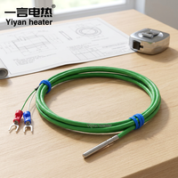 Sensor Suhu Termokopel Tipe K Tipe J Yiyan Heater Premium, Probe Baja Tahan Karat, Kabel Hijau, Penggunaan Industri, Panjang
