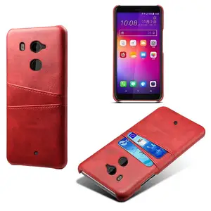 Smartphone-Gehäuse Hard PC Zwei Kartens teck plätze Leder Rückseite für HTC U11 Plus Fall