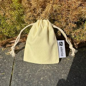 Nouveau sac à cordon en coton biologique biodégradable certifié GOTS, petit format, personnalisable avec étiquette, pour l'artisanat et les cadres photo - Product Image 6