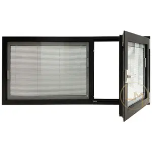 Soundproof custom design hurricane impact double glazed glass casement aluminum alloy tilt and turn windows and doors