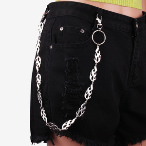 Waist <b>Chain</b> With Lightning And Flame Charms Double Layered Zinc Alloy Unisex Casual Punk Jeans Accessory - Product Image 3