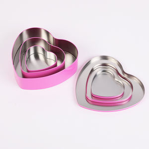 Caja de Hojalata Promocional con Forma de Casa y Corazón, Linda Caja de Hojalata Rosa en Forma de Corazón, Juego de Cajas de Hojalata Navideñas para Galletas - Product Image 2