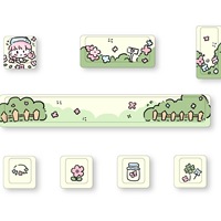 Thème mignon personnalisé ajout clé Cap huit pièces ensemble avec cinq côtés de clavier mécanique haute sublimation thermique