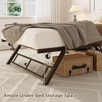 Lit double escamotable en fer forgé avec roulettes verrouillables, lit d'appoint en métal pour appartement, lit de sieste, lit pliant, lit domestique T17