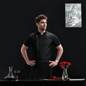 Elasticité Restaurant Hôtel Hommes et Femmes Ajusté Cuisine Veste Tissu Manches Courtes Chef Manteau Italien Chef Uniforme - Product Image 5