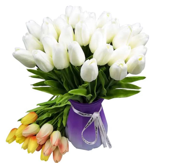 Bunga Tulip Buatan Sentuh Asli 16 Buah, Bunga Lateks Tulip Belanda Mini Artifisial Ramah Lingkungan untuk Dekorasi Pernikahan Pesta Rumah DIY