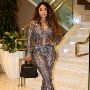 Set 2 Potong Musim Semi Gugur Terbaru Wanita Atasan Transparan Motif Ular dan Celana Panjang Set 2 Potong Seksi untuk Klub Pakaian Wanita - Product Image 5