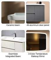 Meuble-lavabo de salle de bain moderne et minimaliste en aluminium avec vasque en céramique, miroir intelligent mural, garantie 5 ans
