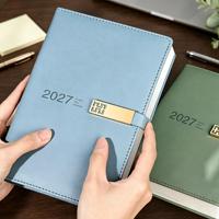Agenda hebdomadaire et mensuel A5 relié cousu OEM avec couverture en cuir PU, fermeture magnétique, coffret cadeau incluant impression de logo