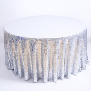 XinLan High Quality <strong>Christmas</strong> Sequin Champagne 120 Inch 132 Inch <strong>Round</strong> Table Cloth for Wedding - Product Image 6