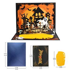 Nueva Tarjeta <span class=keywords><strong>de</strong></span> Felicitación <span class=keywords><strong>de</strong></span> Halloween con Diseño <span class=keywords><strong>de</strong></span> <span class=keywords><strong>Casa</strong></span> Embrujada <span class=keywords><strong>de</strong></span> Calabazas 3D, Hecha a Mano, Impresa con UV, Origen Zhejiang, Regalo Festivo, Invitación - Product Image 6