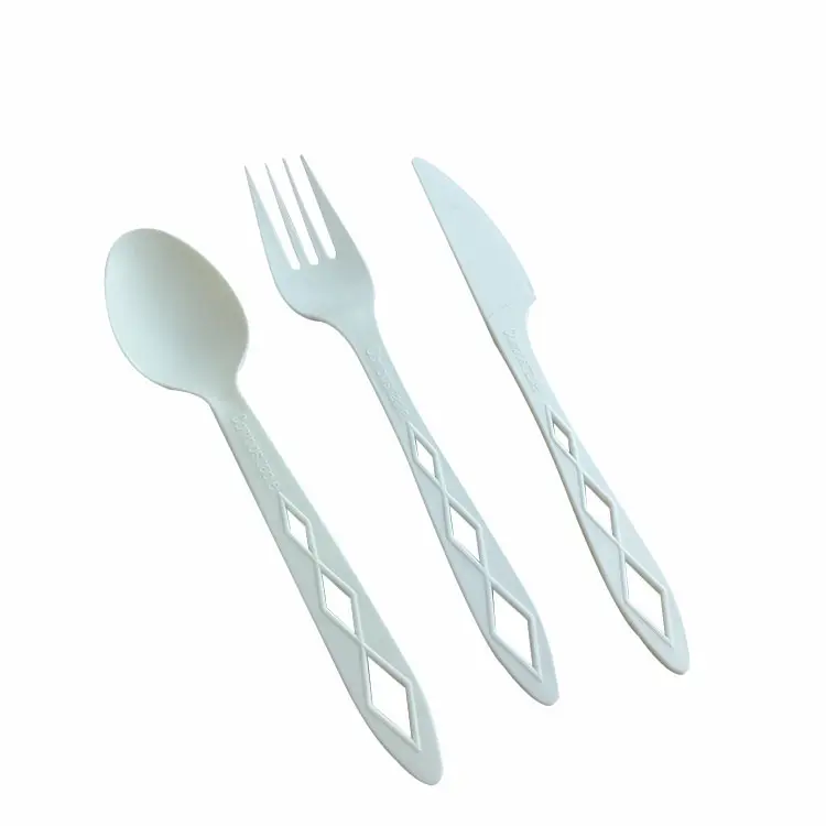 CPLA biodegradable tableware dinnerware environmental protection disposable fork PLA tableware 7 inch fork set for restaurant