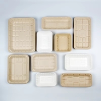 Assiette à sushi jetable en bagasse avec couvercle, qualité alimentaire, plateau de service à emporter, style japonais, logo personnalisé