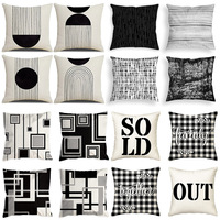 Housse de coussin transfrontalière nouveau style lignes abstraites noir et blanc simple pour salon bureau canapé