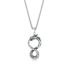 OYA Jewelry New Design Dragon Necklace Retro Steel Plated Stainless Steel Chain Simple Men Pendant Jewelry