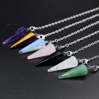 Vente en gros pendule en cristal divination à facettes pointues quartz sorcière radiesthésie équilibrage point de pierres précieuses spirituelles pour femmes hommes