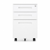 Station de travail de bureau moderne, armoire de classement en acier, 3 tiroirs verrouillables, armoire de rangement mobile en métal pour bureau