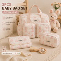 Ensemble de 3 sacs à couches matelassés personnalisés pour bébé, sac fourre-tout pour maman, organiseur de poussette, matelas à langer, sacs de voyage à marque privée, vente en gros OEM