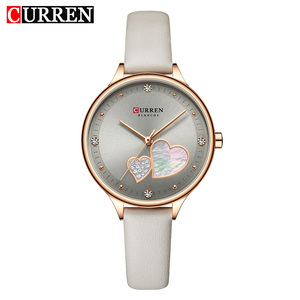Curren 9077 Luxury Fashion Women's Watch Leather Strap Crystal Waterproof Quartz Movement Stainless Steel <b>Case</b> 3BAR Water - Product Image 5