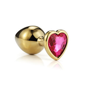 Jouets sexuels pour femmes, plug anal en cristal en forme de cœur doré, couleur personnalisée, bijou anal en métal - Product Image 3