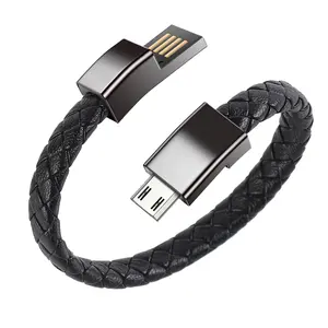 PSDA חיצוני נייד עור מיקרו USB צמיד מטען נתונים טעינת כבל סנכרון כבל אנדרואיד סוג-C טלפון כבל