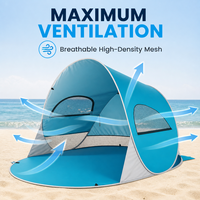 Tente de plage instantanée pour 3-4 personnes, protection UV, abri solaire léger et portable, tente d'ombre pour le camping en plein air et la pêche