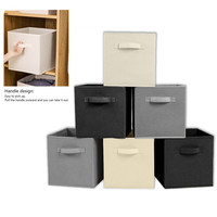 Boîte de rangement pliable en forme de cube pour vêtements et jouets, en tissu non tissé, avec poignée frontale