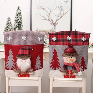Housse de chaise de Noël Père Noël en éponge 3D, housse de siège en peluche pour la décoration de la cuisine, de la salle à manger, de la table et des chaises - Product Image 4